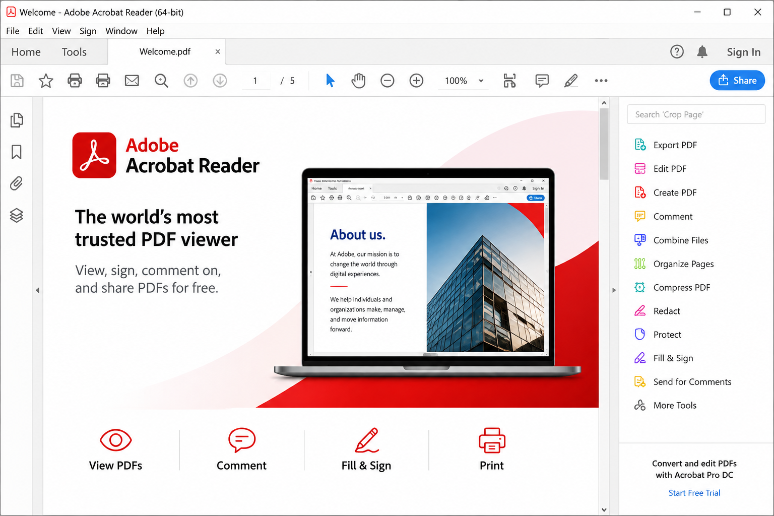 Acrobat Reader Interface Screenshot