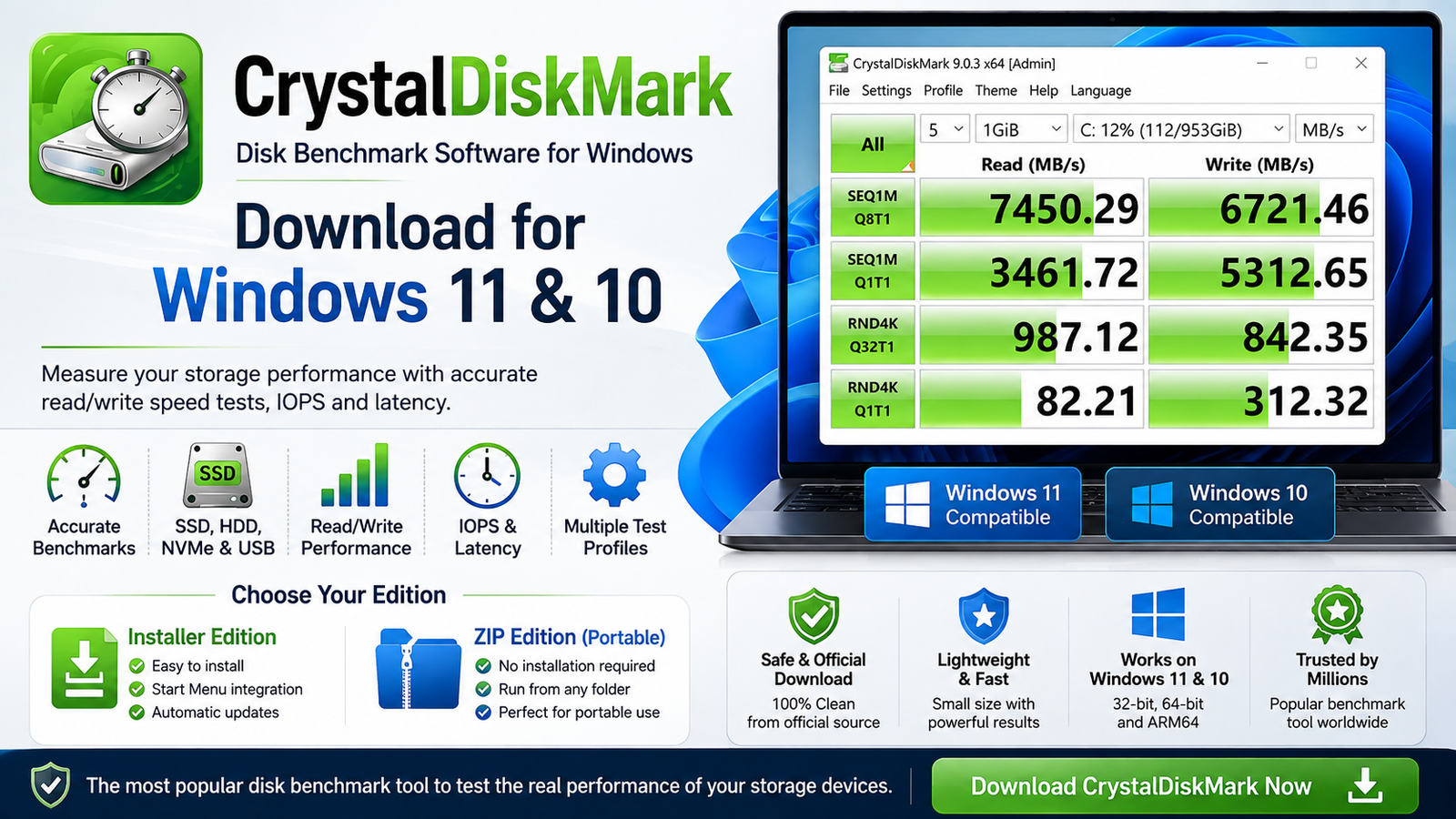 CrystalDiskMark Download for Windows 11 and 10