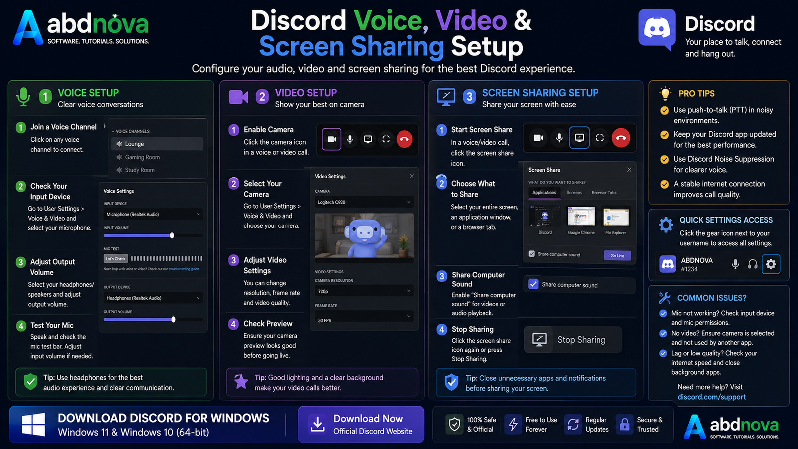 Discord Voice Video and Screen Sharing Setup