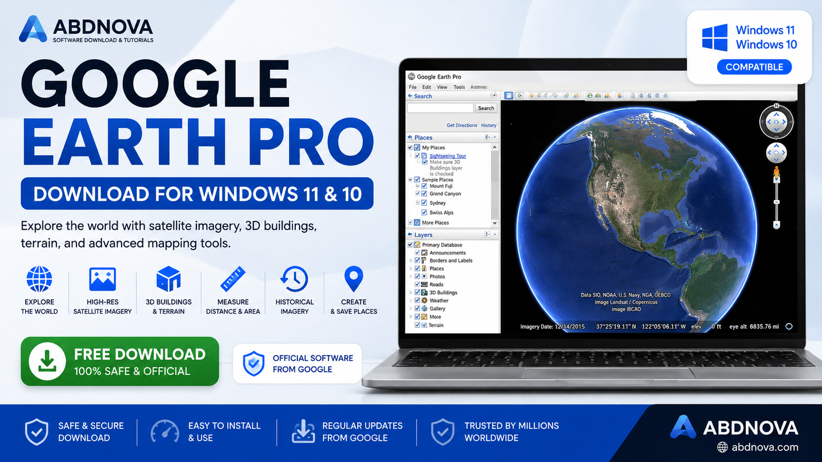 Google Earth Pro Download for Windows 11 & 10