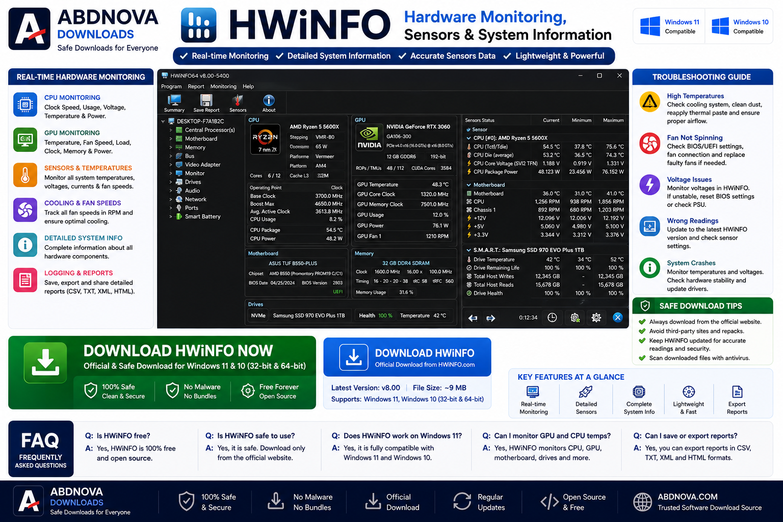 HWiNFO Hardware Monitoring Sensors and System Information