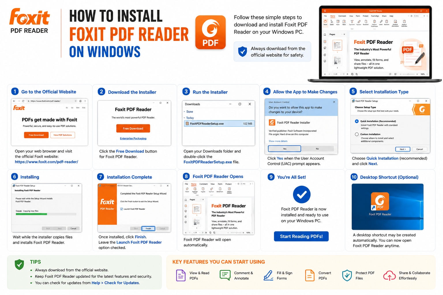 How to Install Foxit PDF Reader on Windows