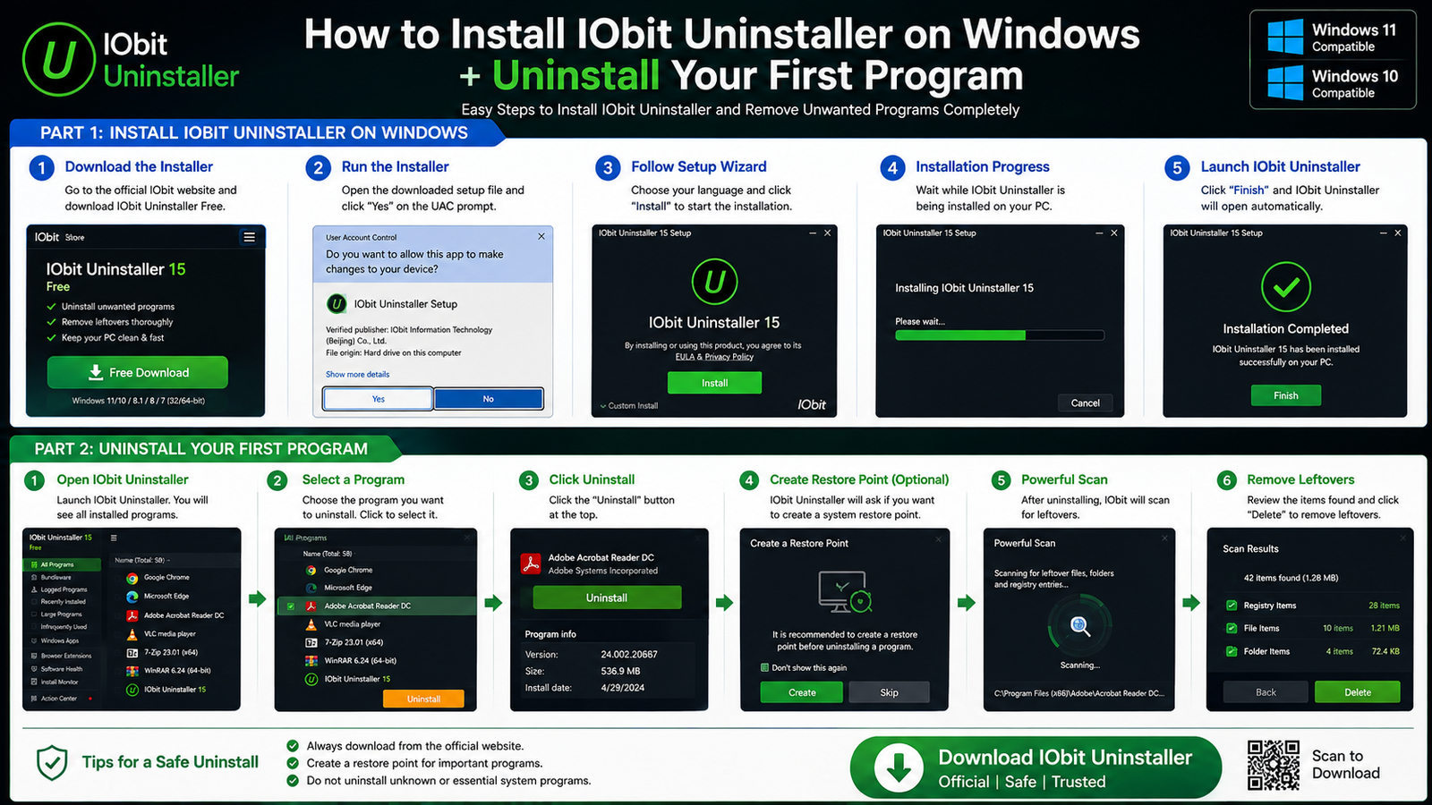 How to Install IObit Uninstaller on Windows and Uninstall a Program