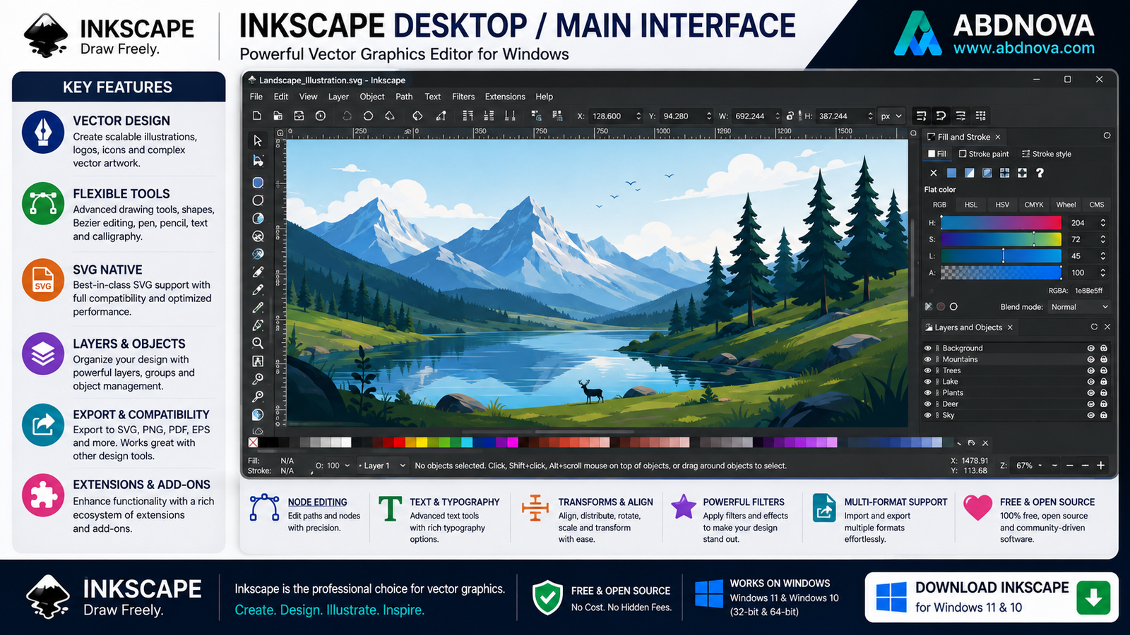 Inkscape Desktop Main Interface and Features