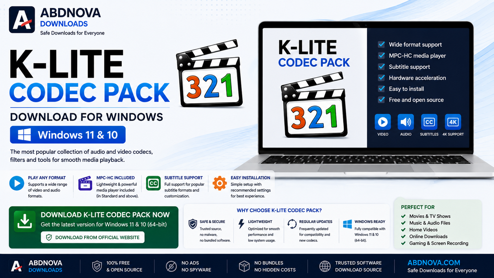 K-Lite Codec Pack Download for Windows 11 and 10