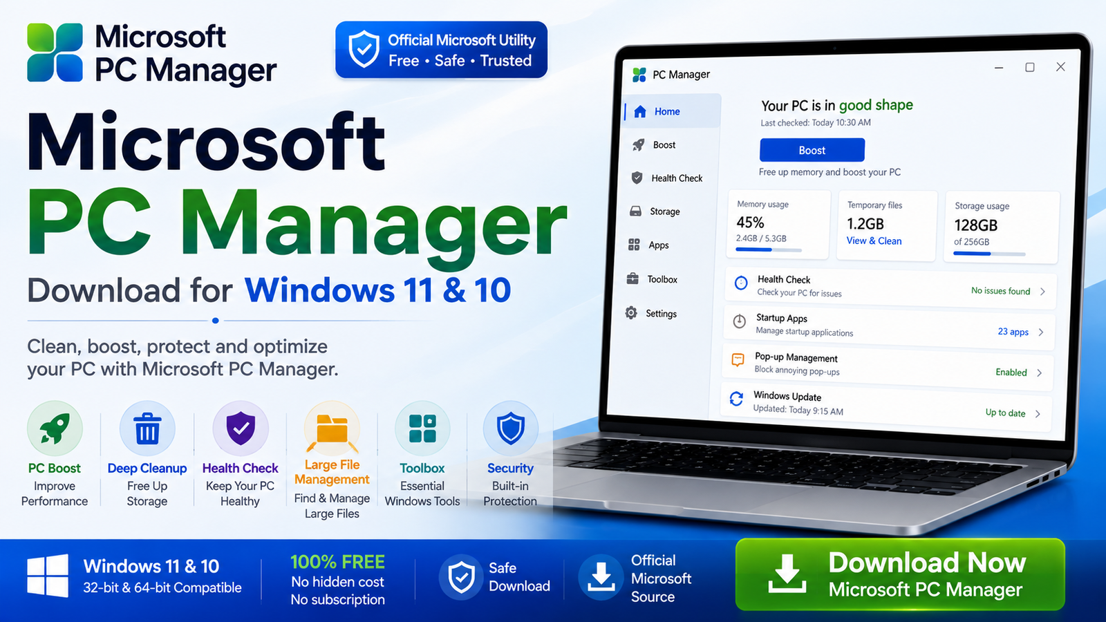 Microsoft PC Manager Download for Windows 11 and 10