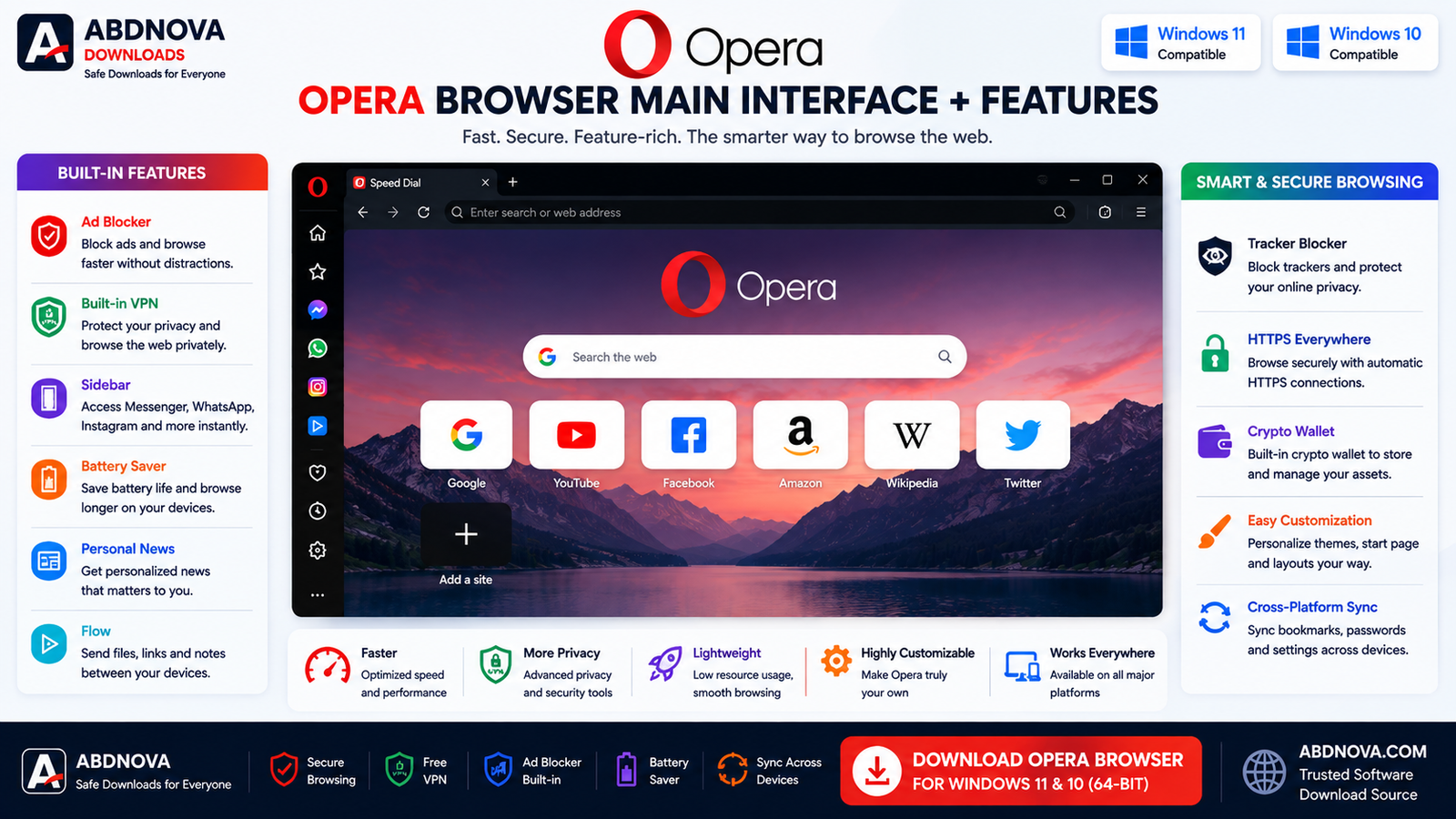 Opera Browser Main Interface + Features