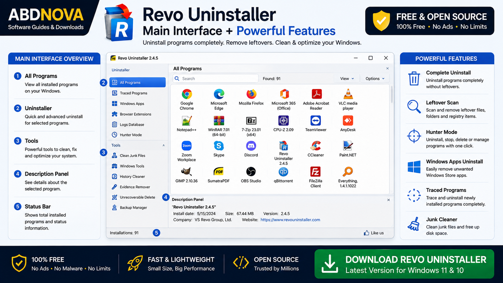 Revo Uninstaller Main Interface and Features