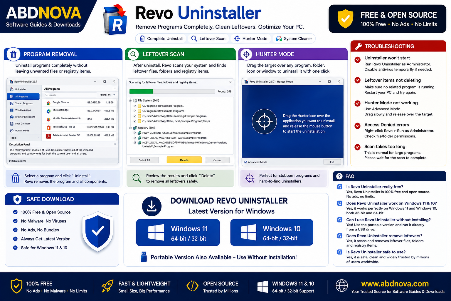 Revo Uninstaller Program Removal Leftover Scan and Hunter Mode