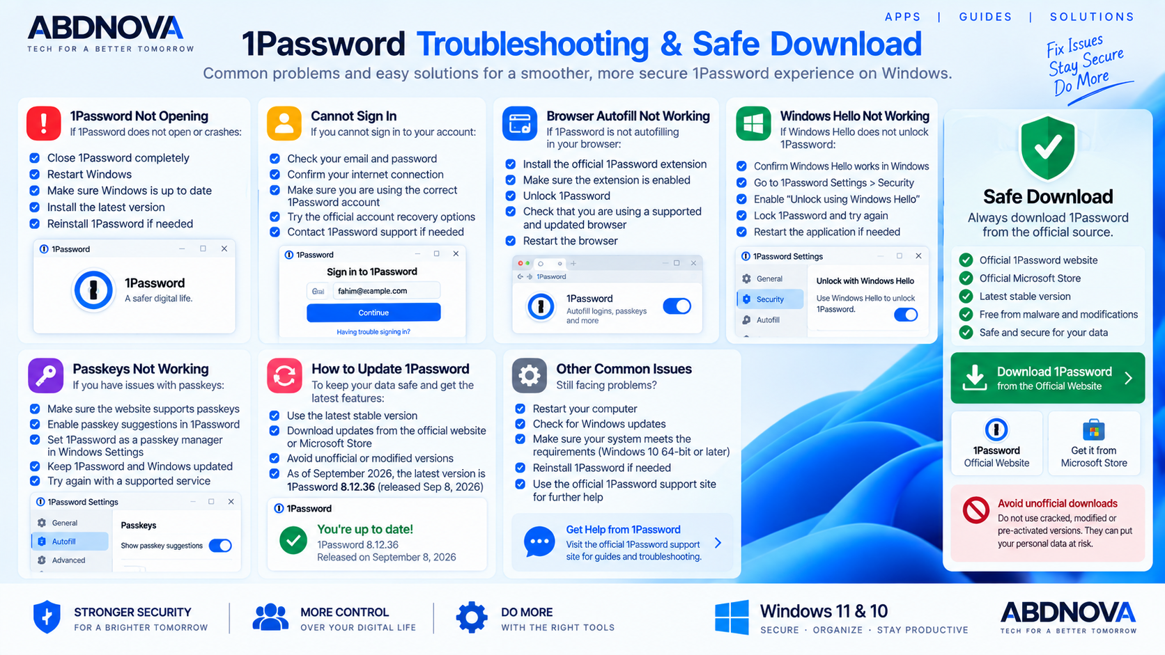 1Password Troubleshooting and Safe Download
