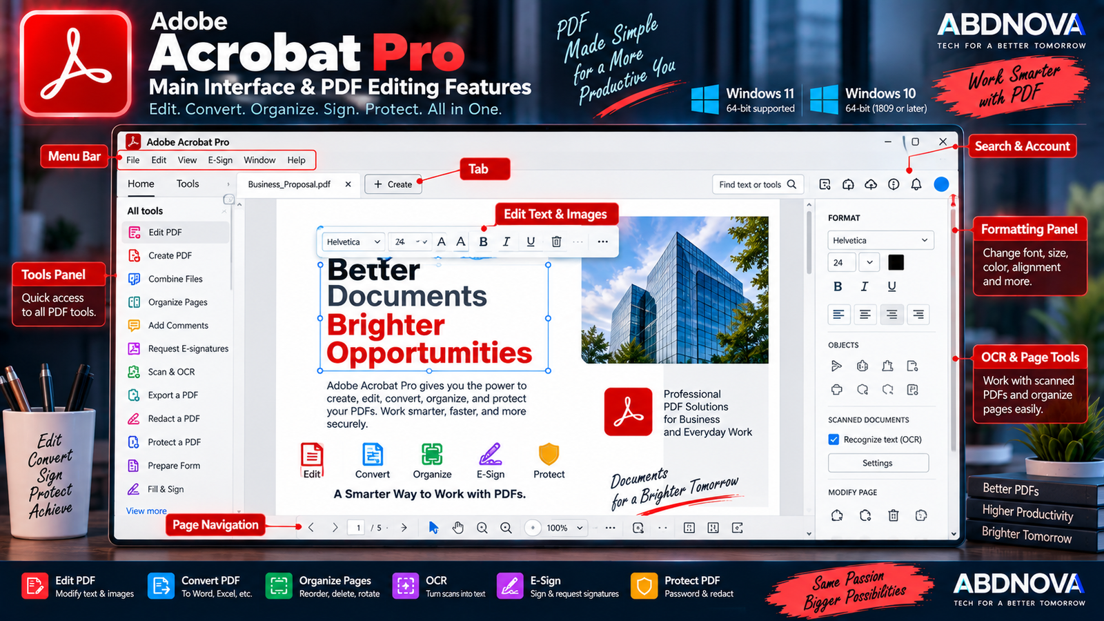 Adobe Acrobat Pro Main Interface and PDF Editing Features