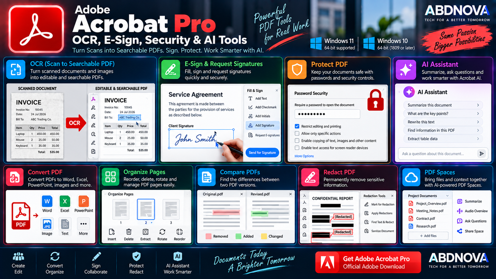 Adobe Acrobat Pro OCR E-Sign Security and AI Tools