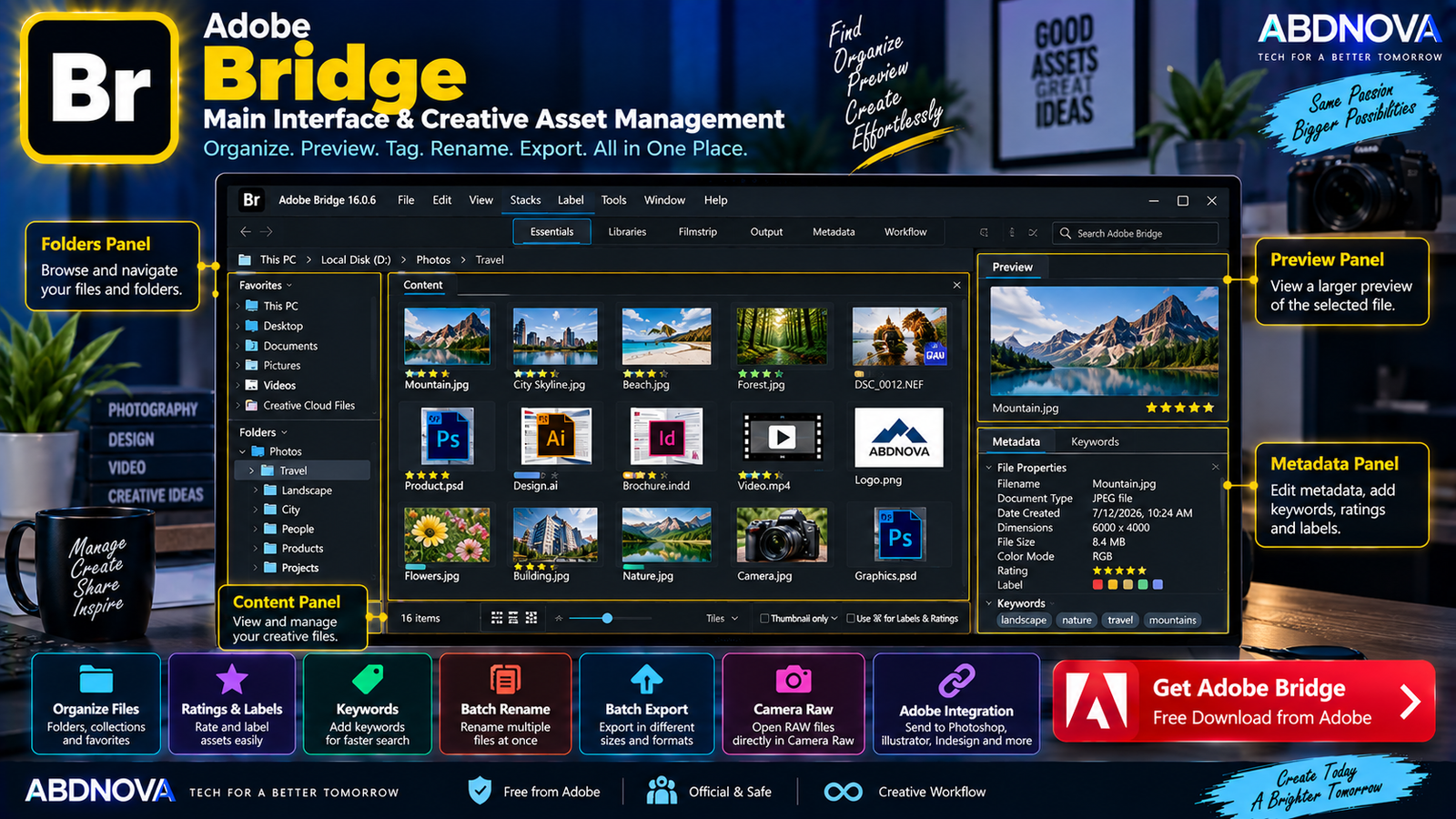 Adobe Bridge Main Interface and Creative Asset Management