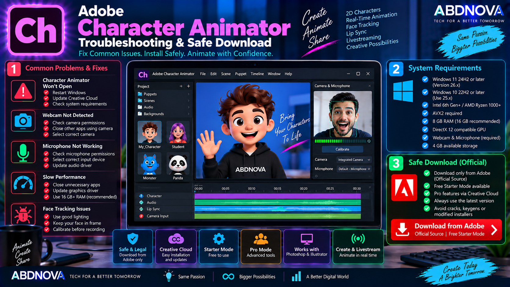 Adobe Character Animator Troubleshooting and Safe Download