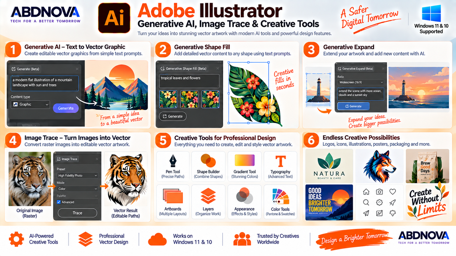 Adobe Illustrator Generative AI Image Trace and Creative Tools