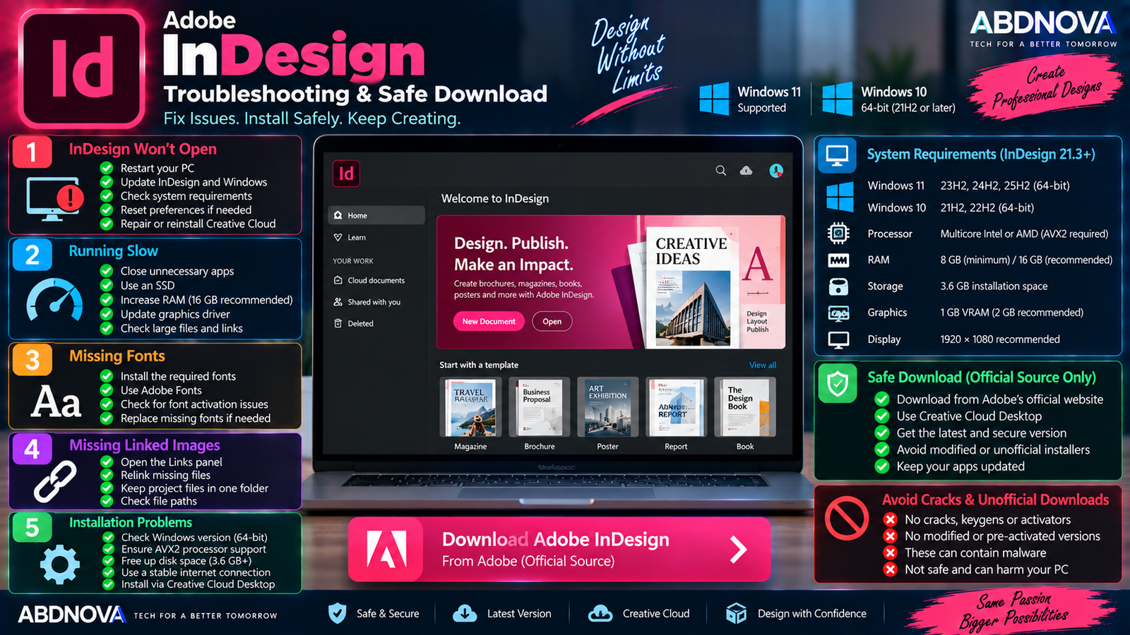 Adobe InDesign Troubleshooting and Safe Download
