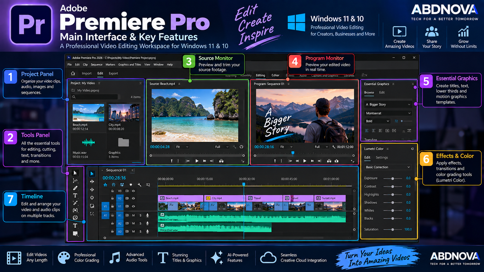Adobe Premiere Main Interface and Key Features