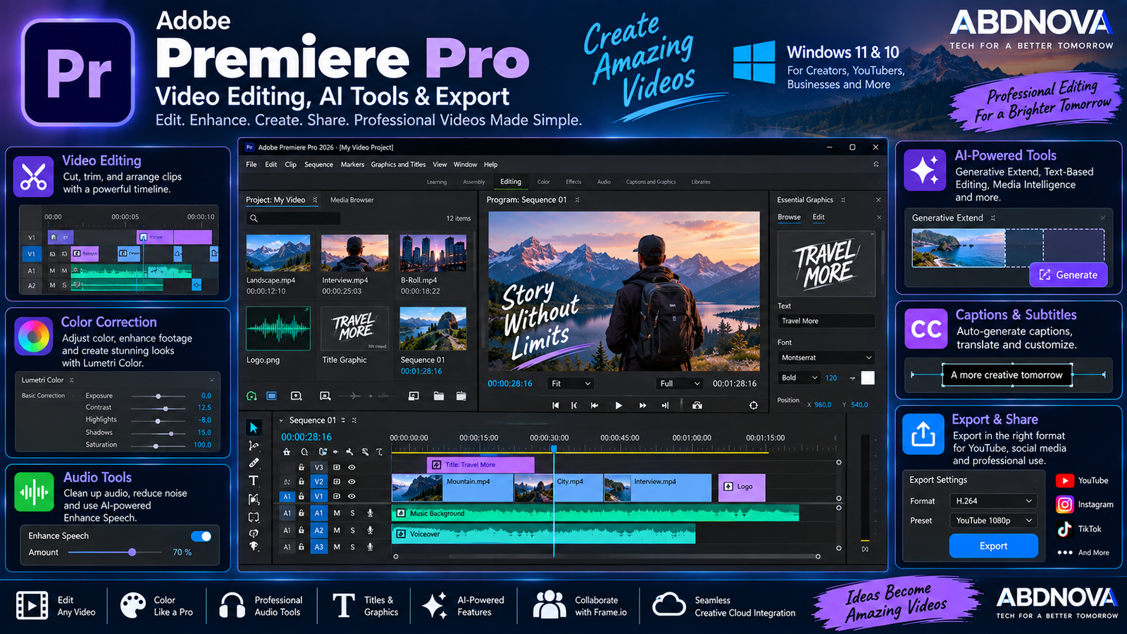 Adobe Premiere Video Editing AI Tools and Export