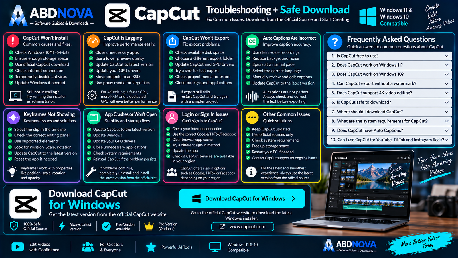 CapCut Troubleshooting Safe Official Download and FAQ