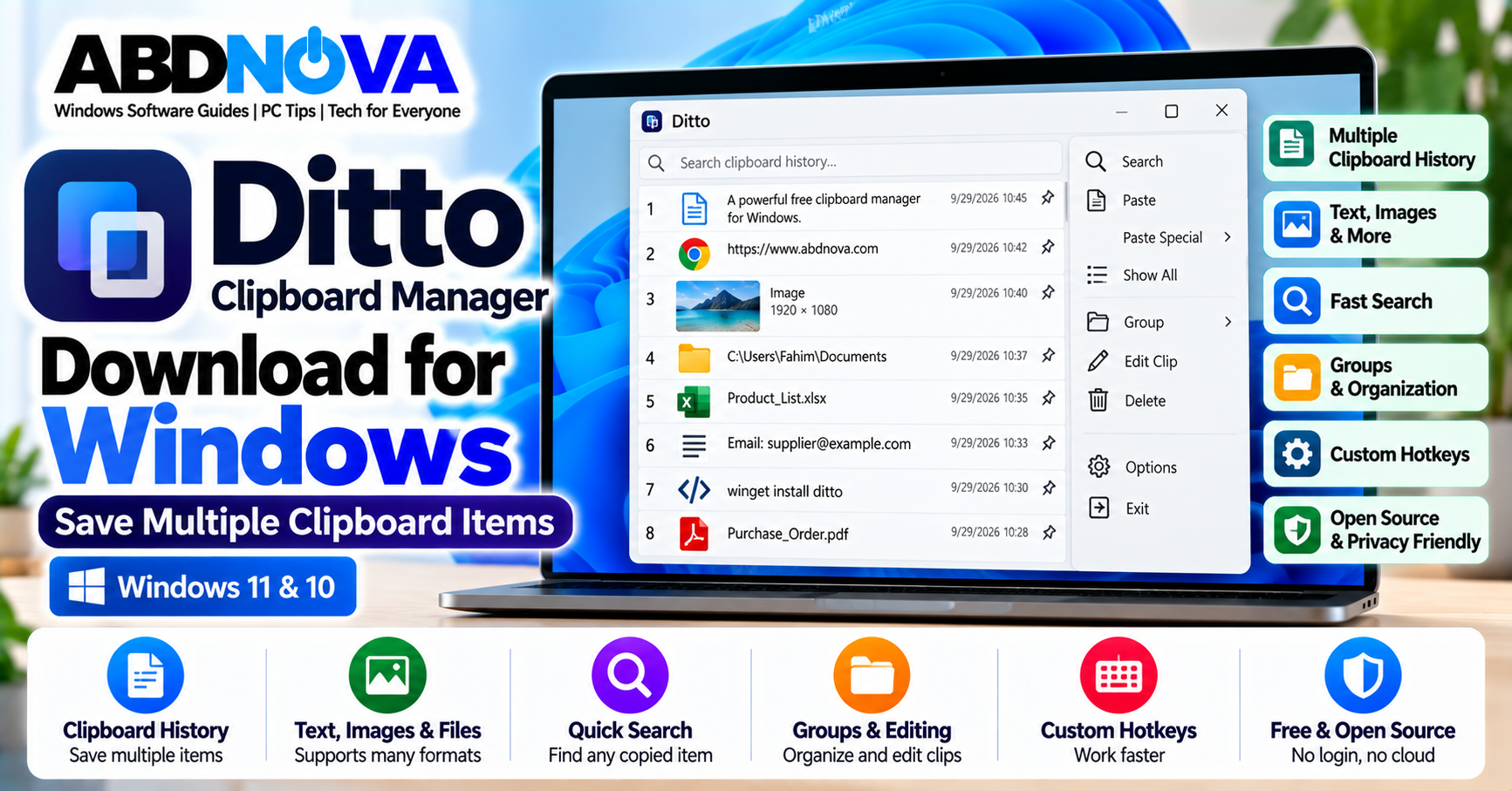 Ditto Clipboard Manager Download for Windows