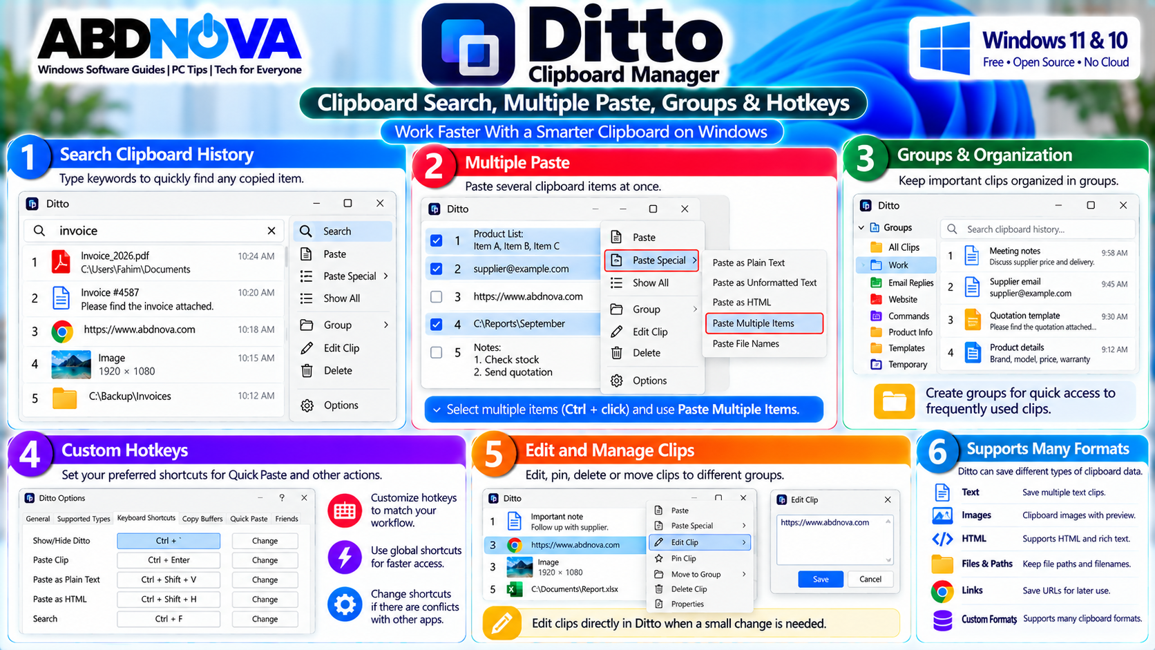 Ditto Clipboard Search Multiple Paste Groups and Hotkeys