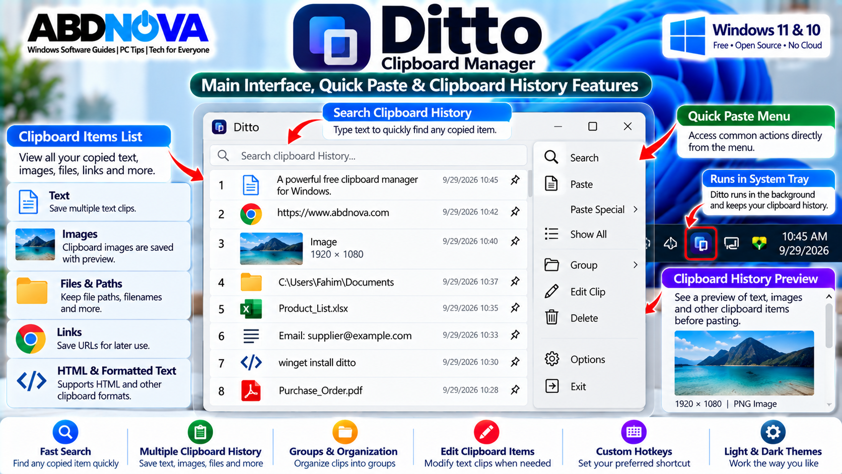 Ditto Main Interface Quick Paste and Clipboard History