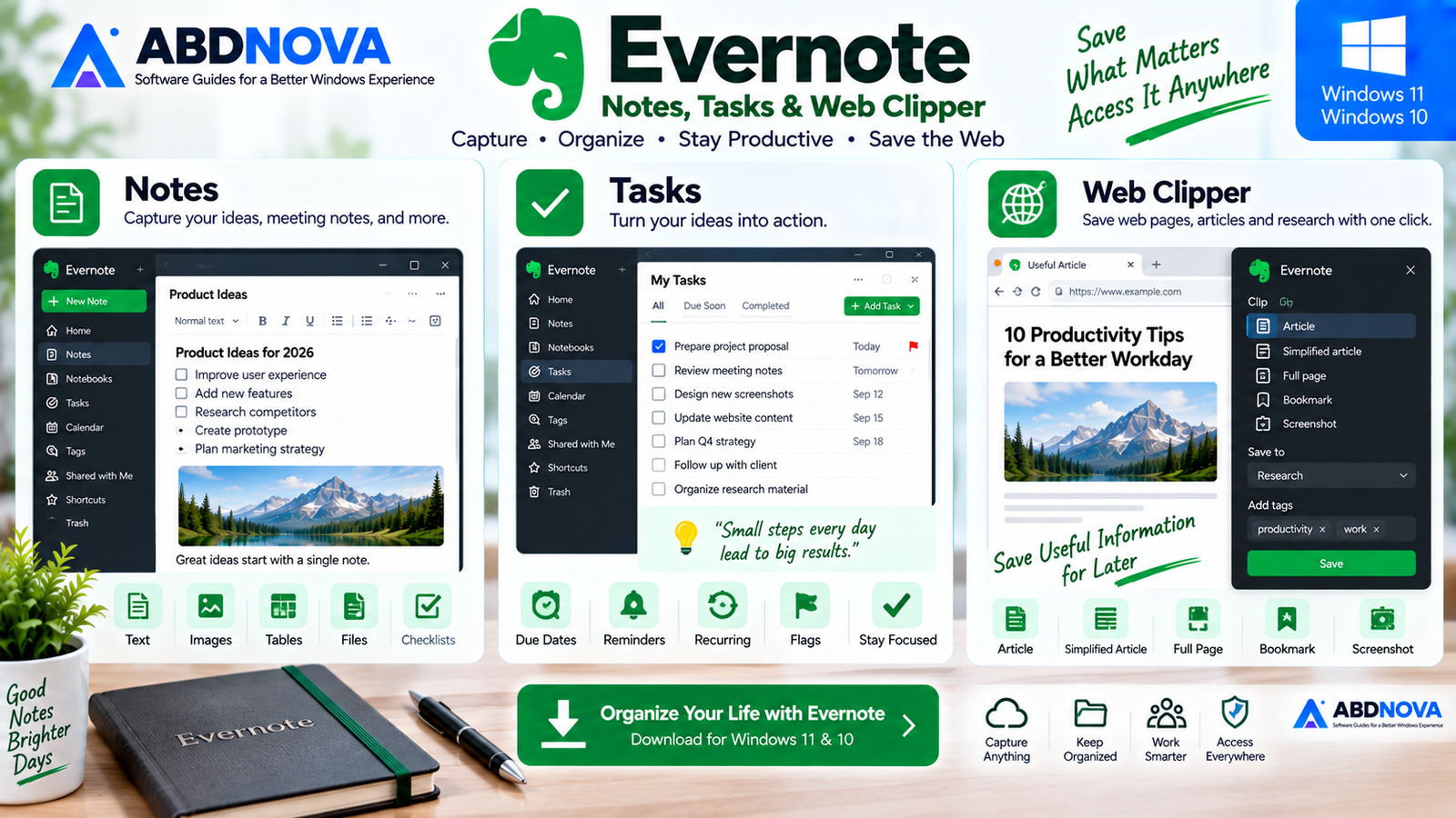 Evernote Notes Tasks and Web Clipper