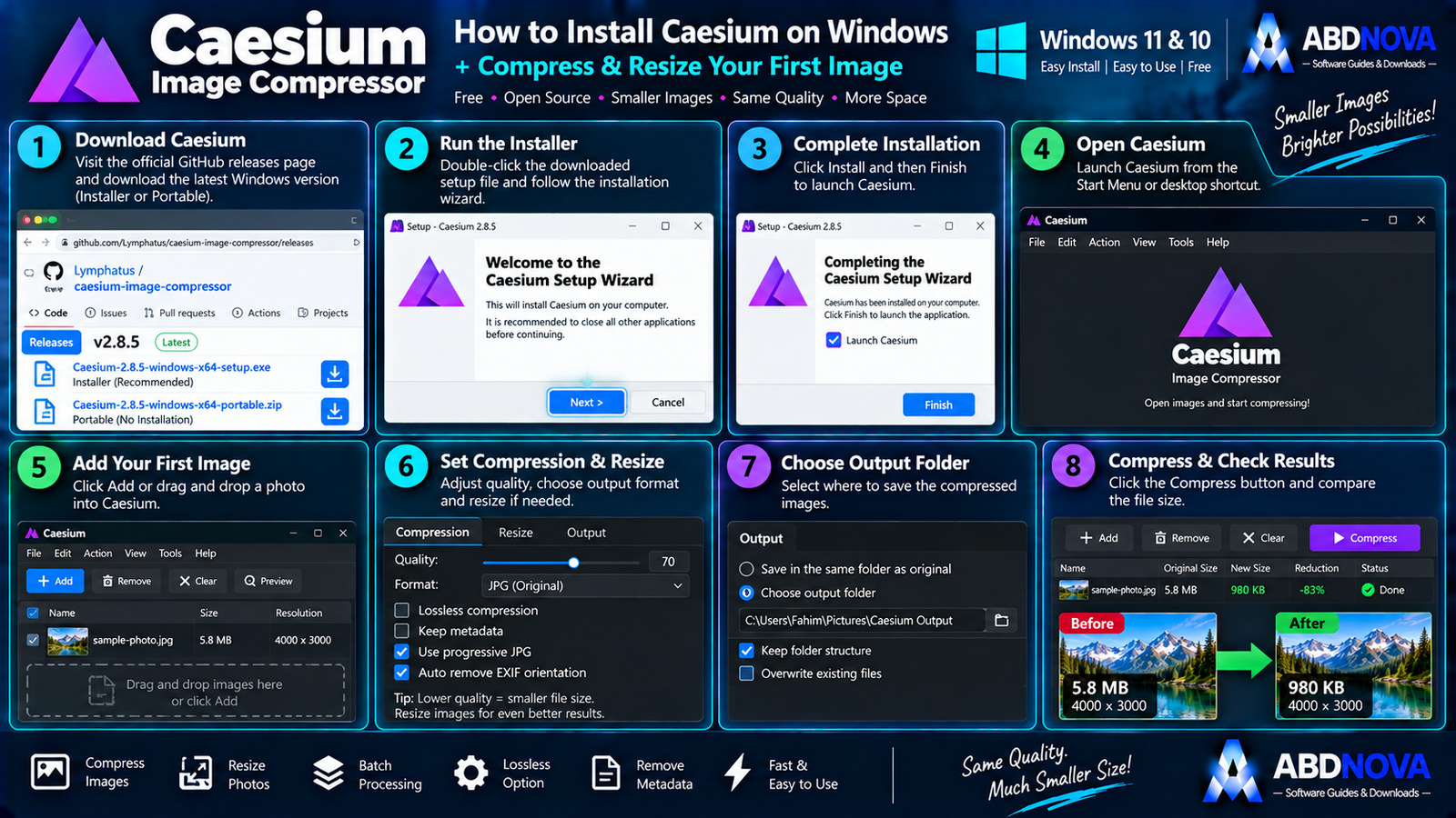 How to Install Caesium Image Compressor on Windows and Compress Your First Image