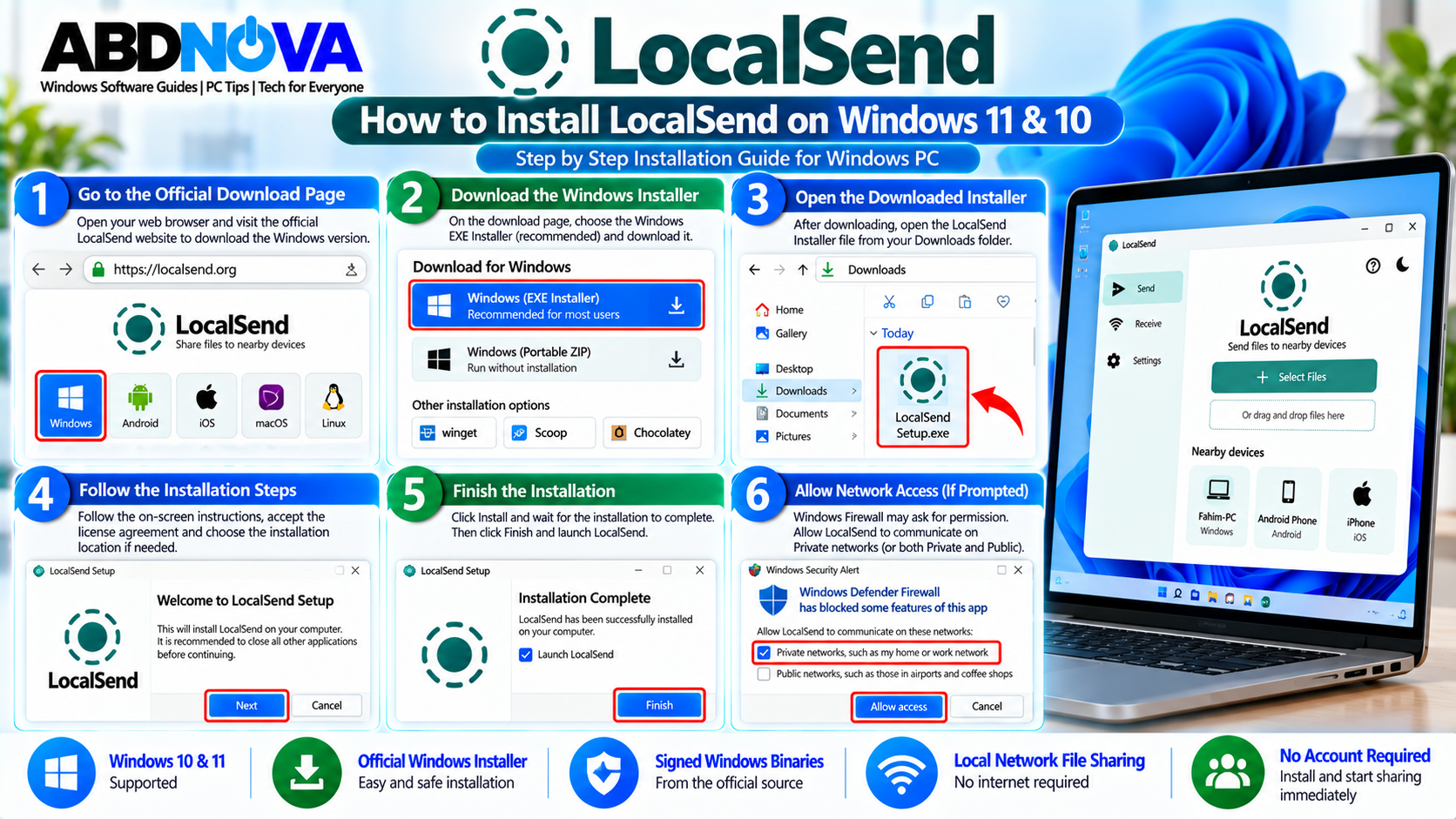 How to Install LocalSend on Windows 11 and 10