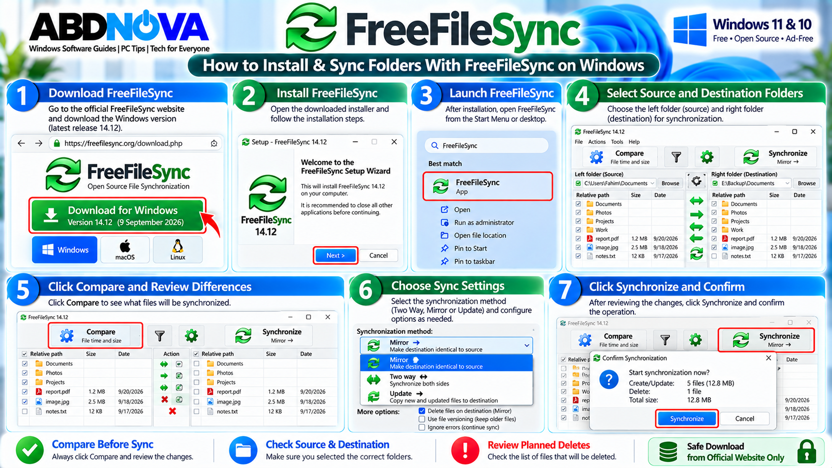 How to Install and Sync Folders With FreeFileSync on Windows