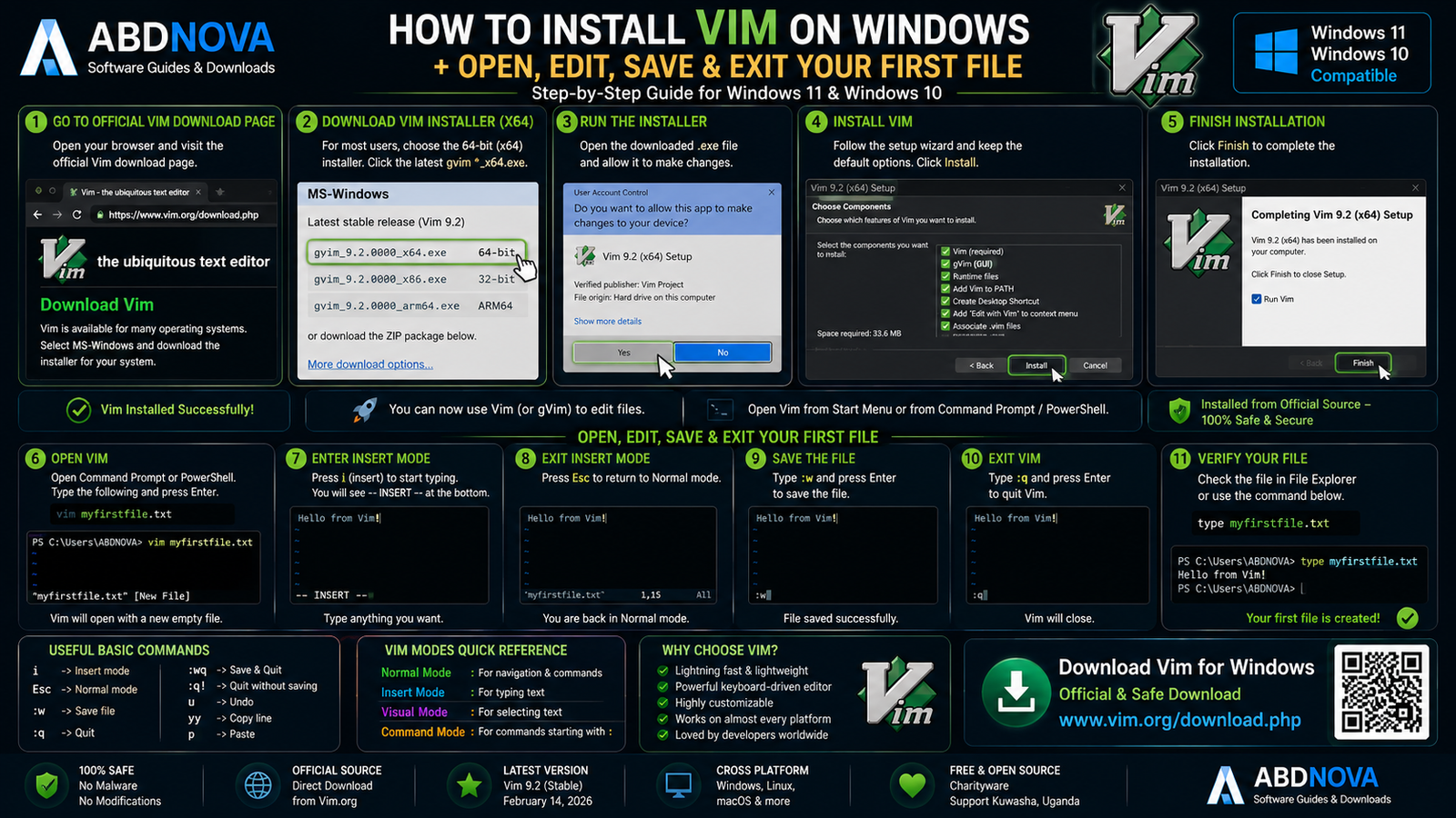 How to Install Vim on Windows and Open Edit Save and Exit