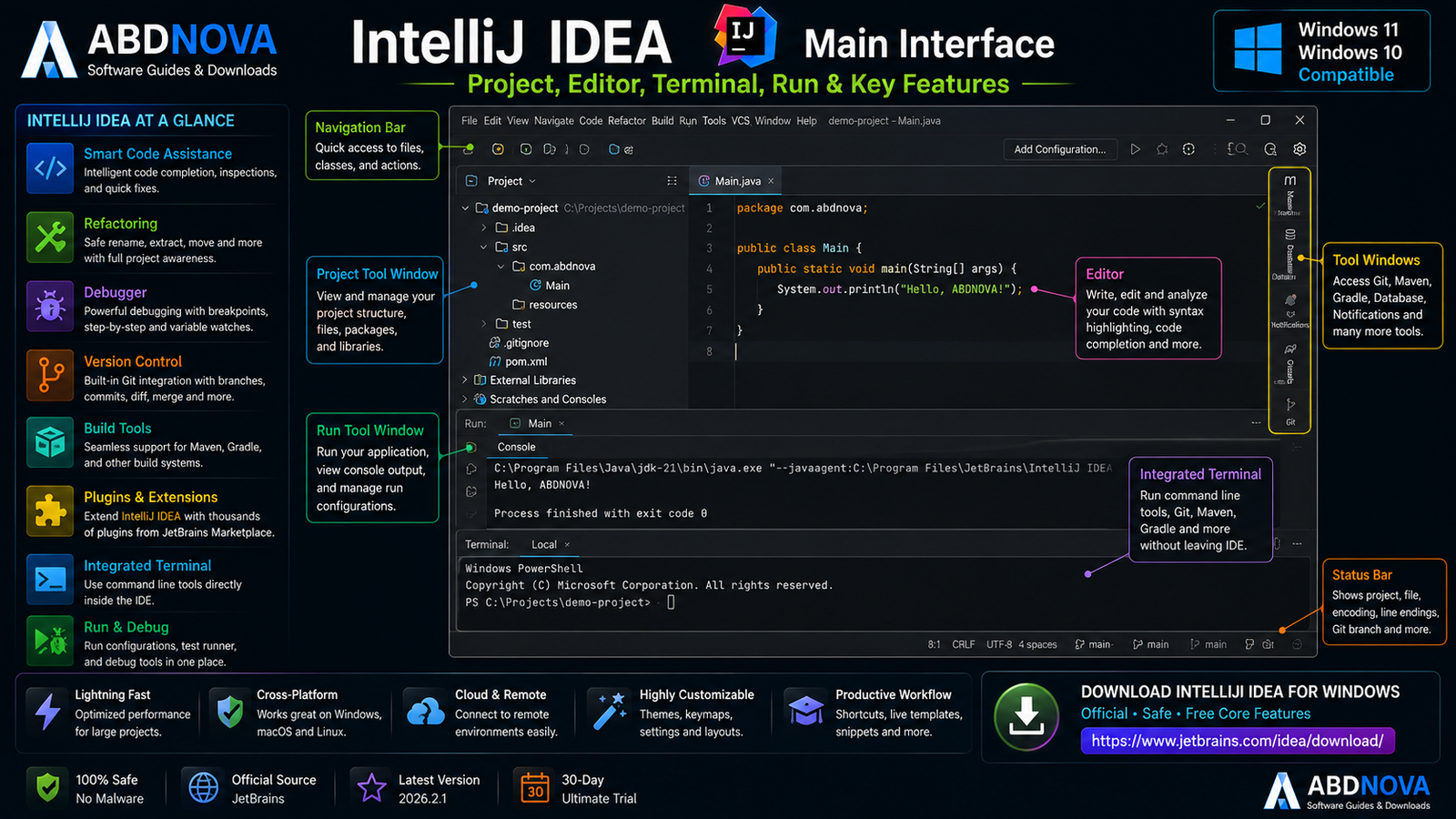 IntelliJ IDEA Main Interface Project Editor Terminal Run and Debug