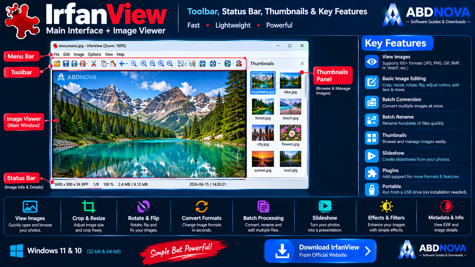 IrfanView Main Interface Image Viewer Toolbar Status Bar and Thumbnails
