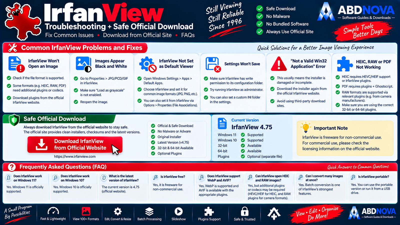 IrfanView Troubleshooting Safe Official Download and FAQ