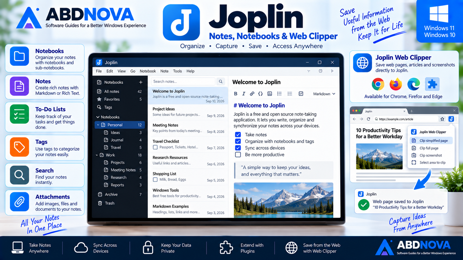 Joplin Notes Notebooks and Web Clipper