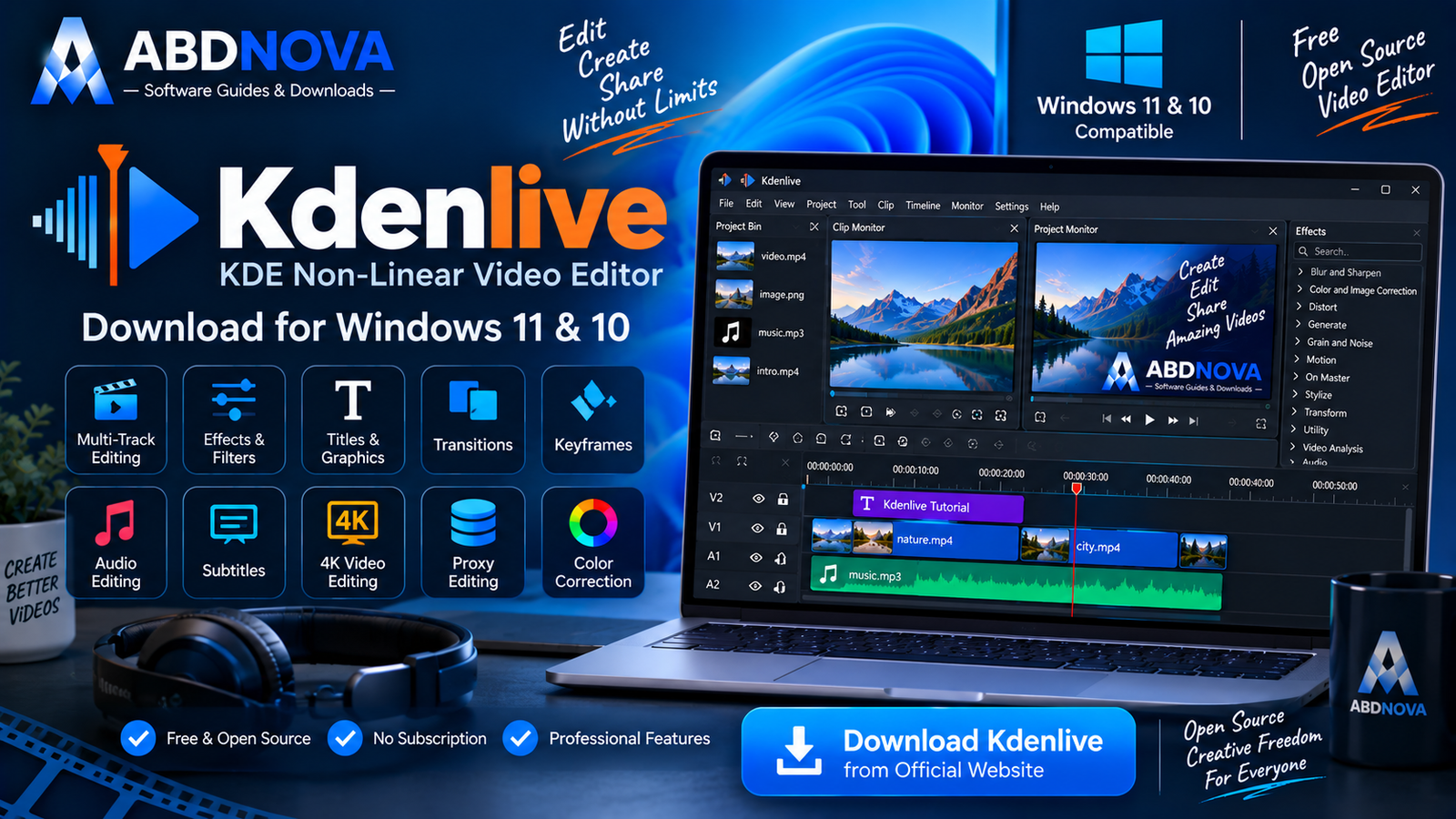 Kdenlive Download for Windows 11 and 10