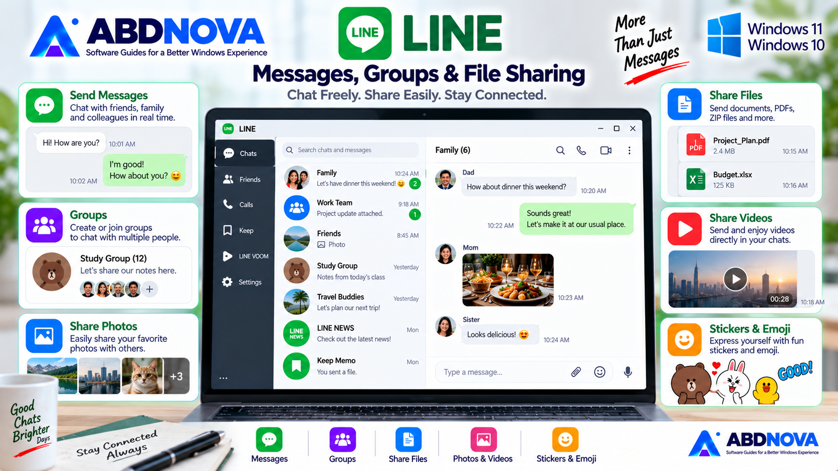LINE Messages Groups and File Sharing