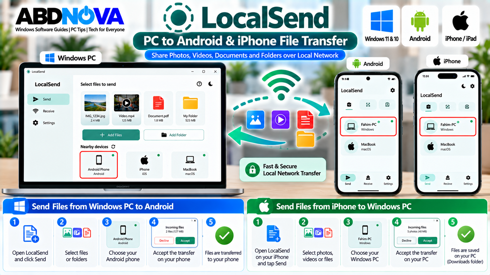 LocalSend PC to Android and iPhone File Transfer