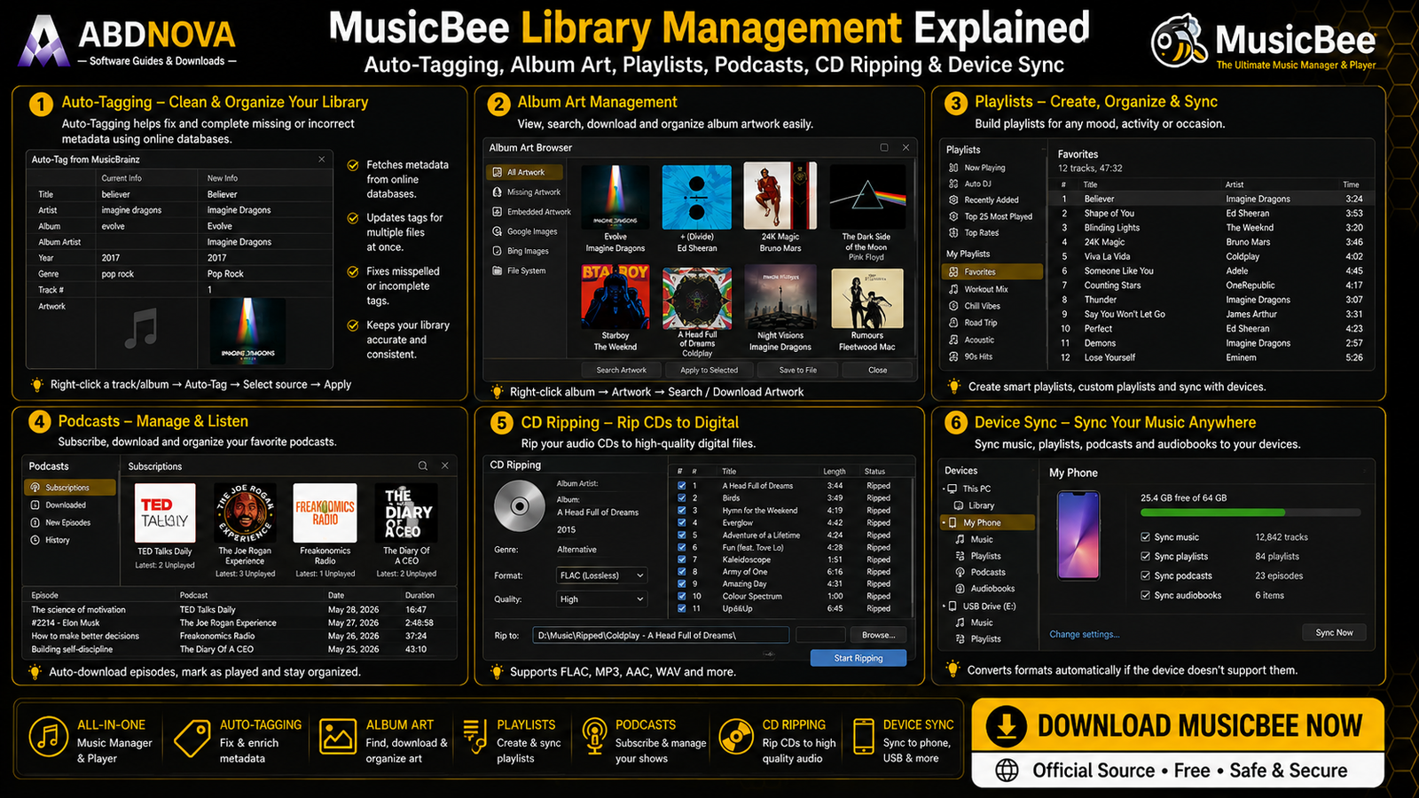 MusicBee Library Management Auto-Tagging Artwork Playlists and Device Sync