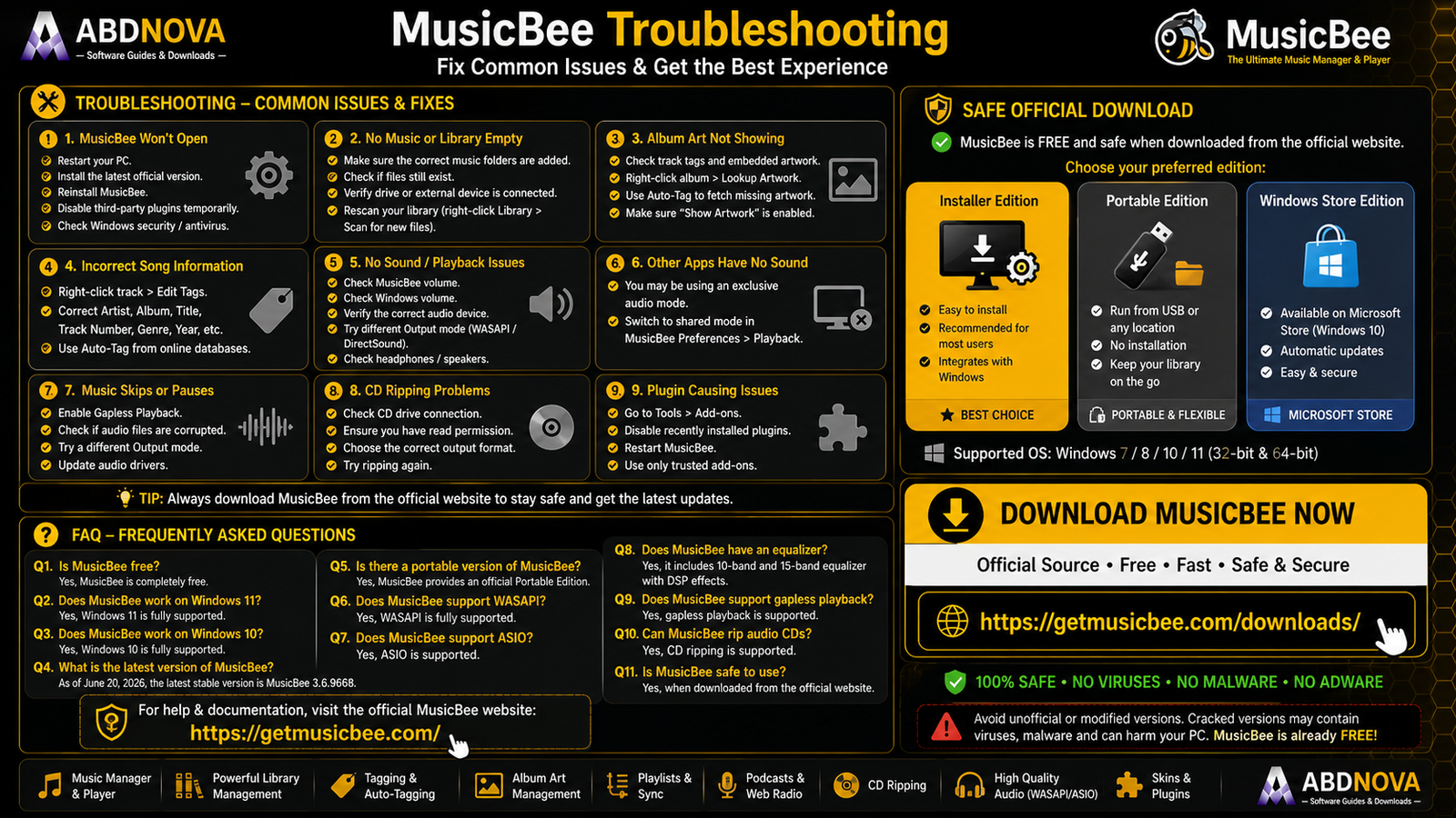 MusicBee Troubleshooting Safe Official Download and FAQ