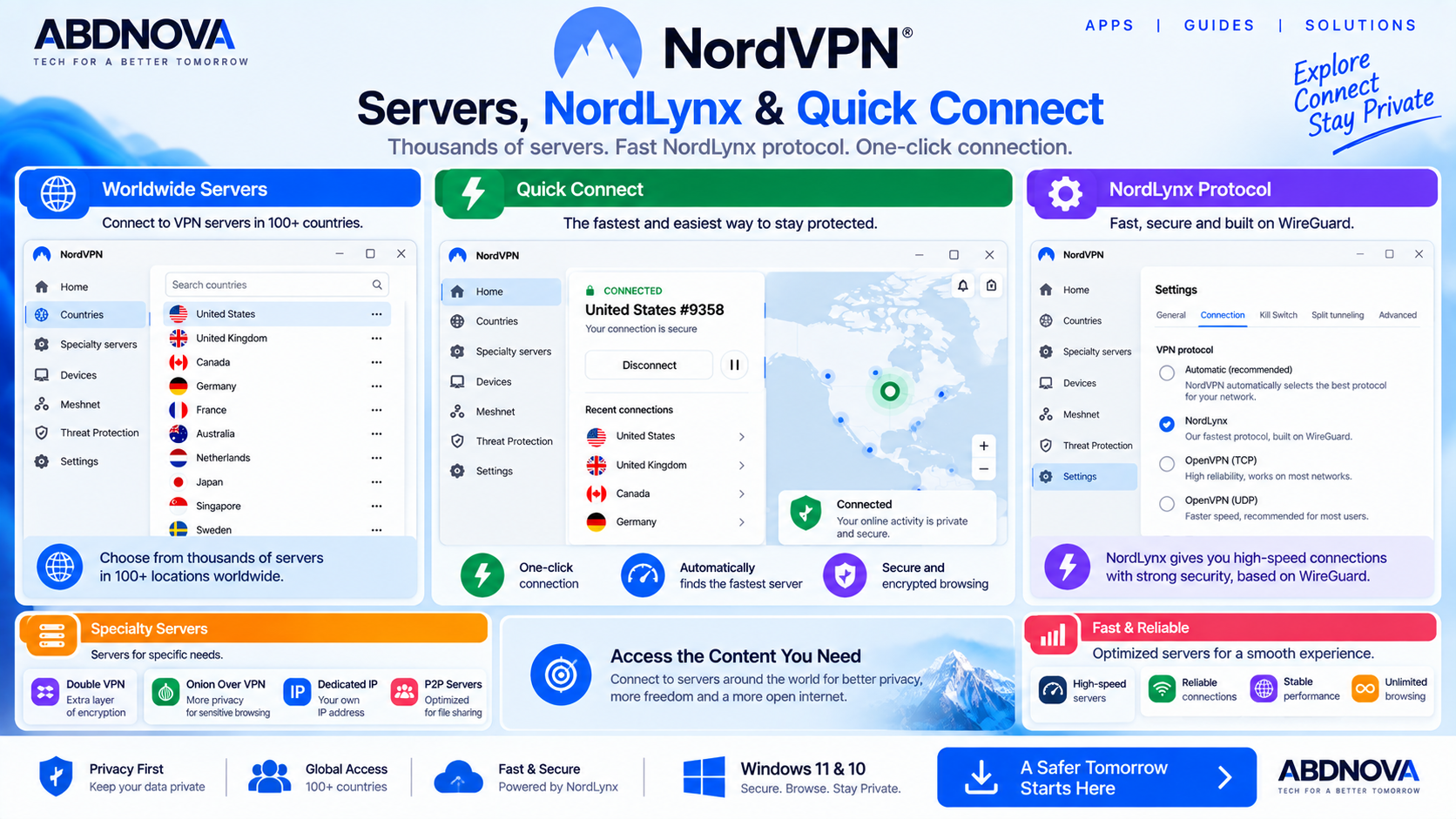NordVPN Servers NordLynx and Quick Connect