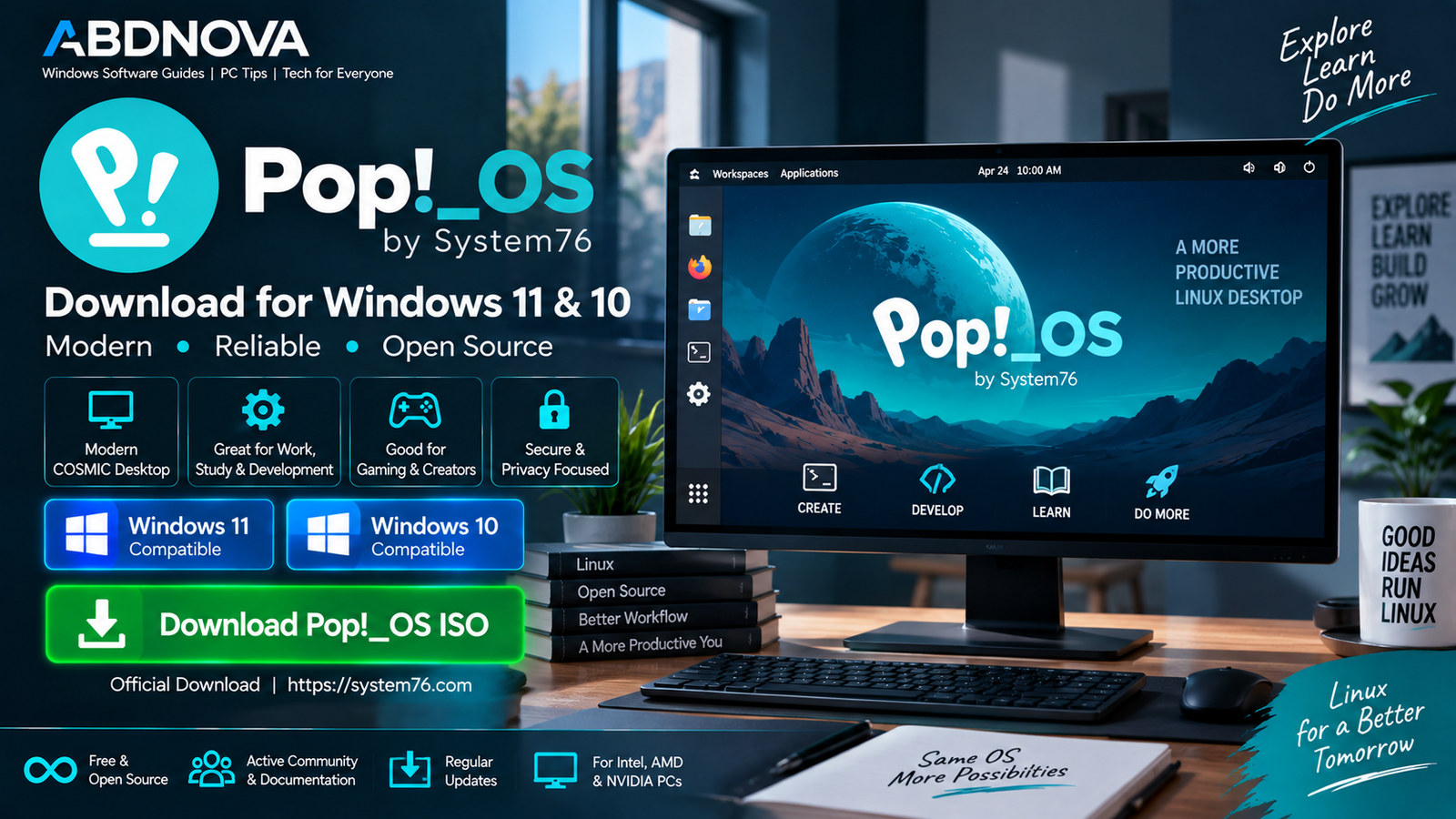 Pop!_OS Download for Windows 11 and 10