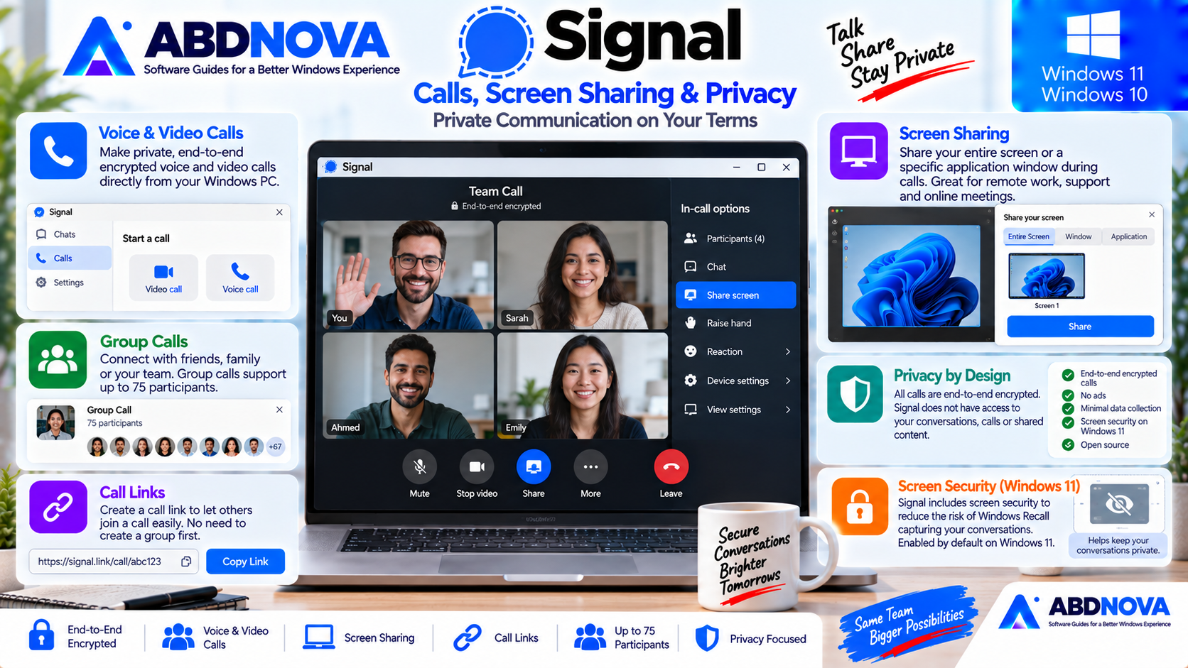 Signal Calls Screen Sharing and Privacy