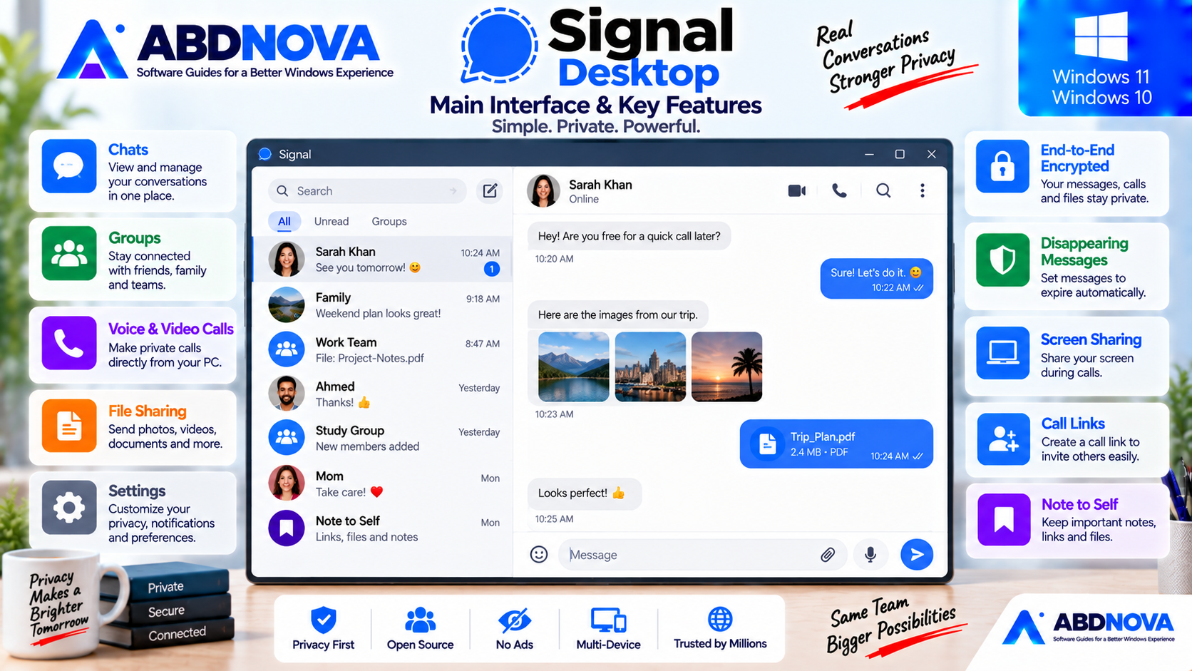 Signal Desktop Main Interface and Key Features