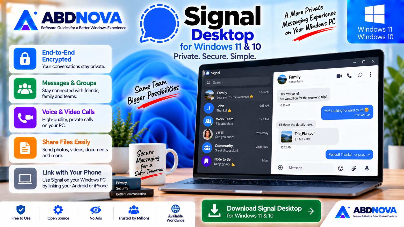 Signal Desktop Download for Windows 11 & 10