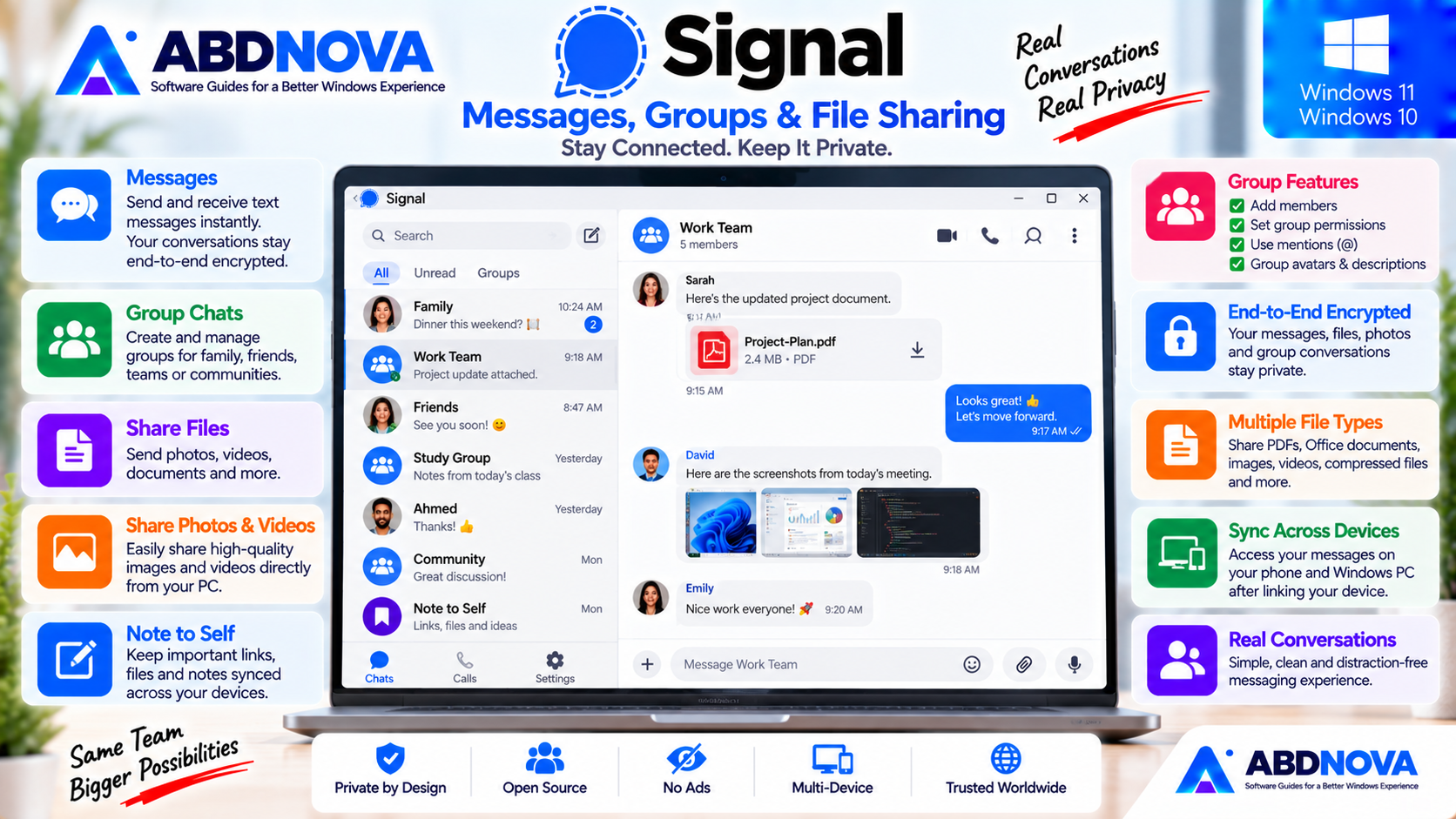 Signal Messages Groups and File Sharing