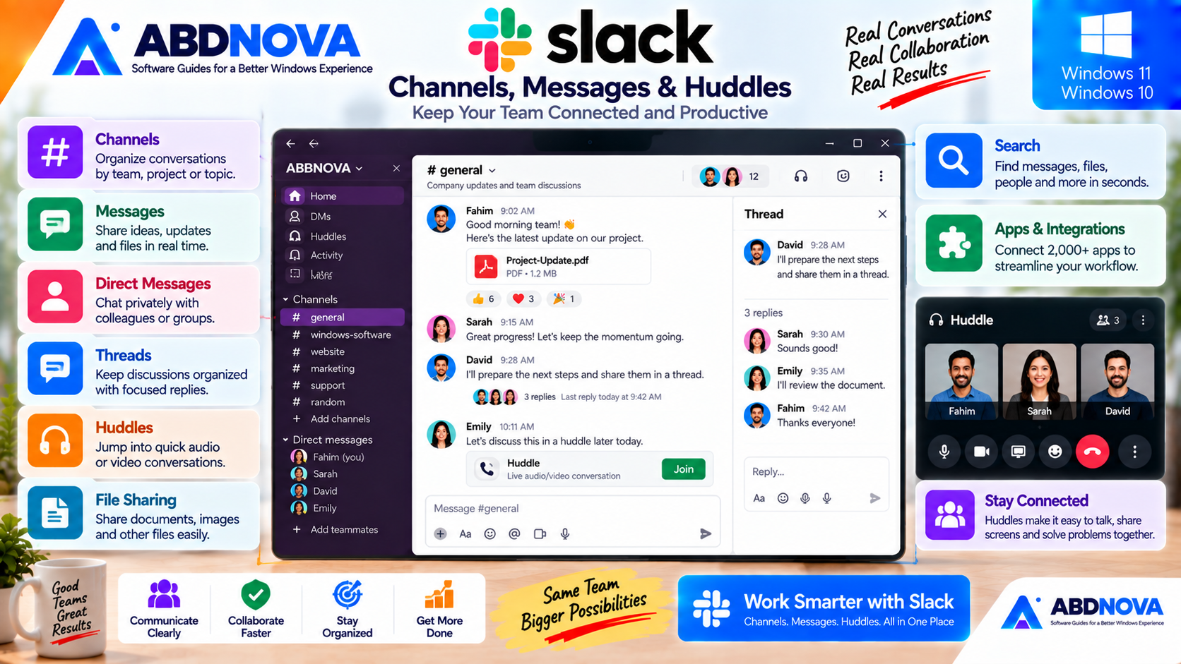 Slack Channels Messages and Huddles