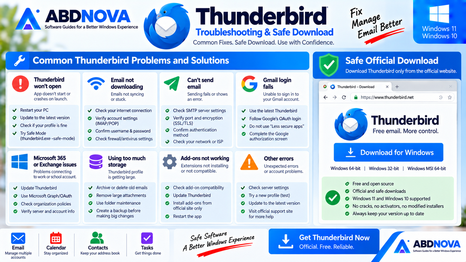 Thunderbird Troubleshooting and Safe Download
