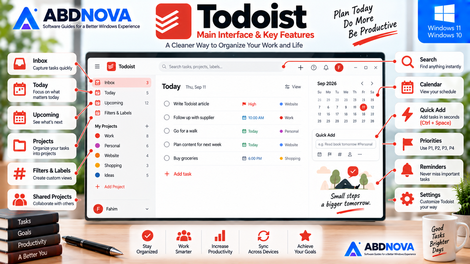 Todoist Main Interface and Key Features