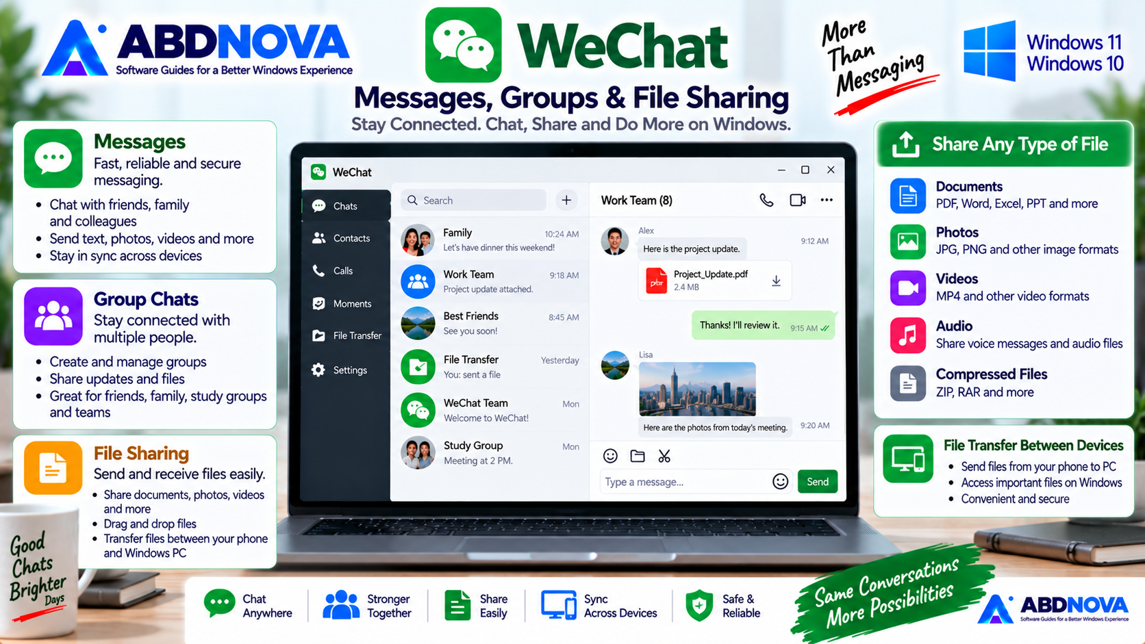 WeChat Messages Groups and File Sharing